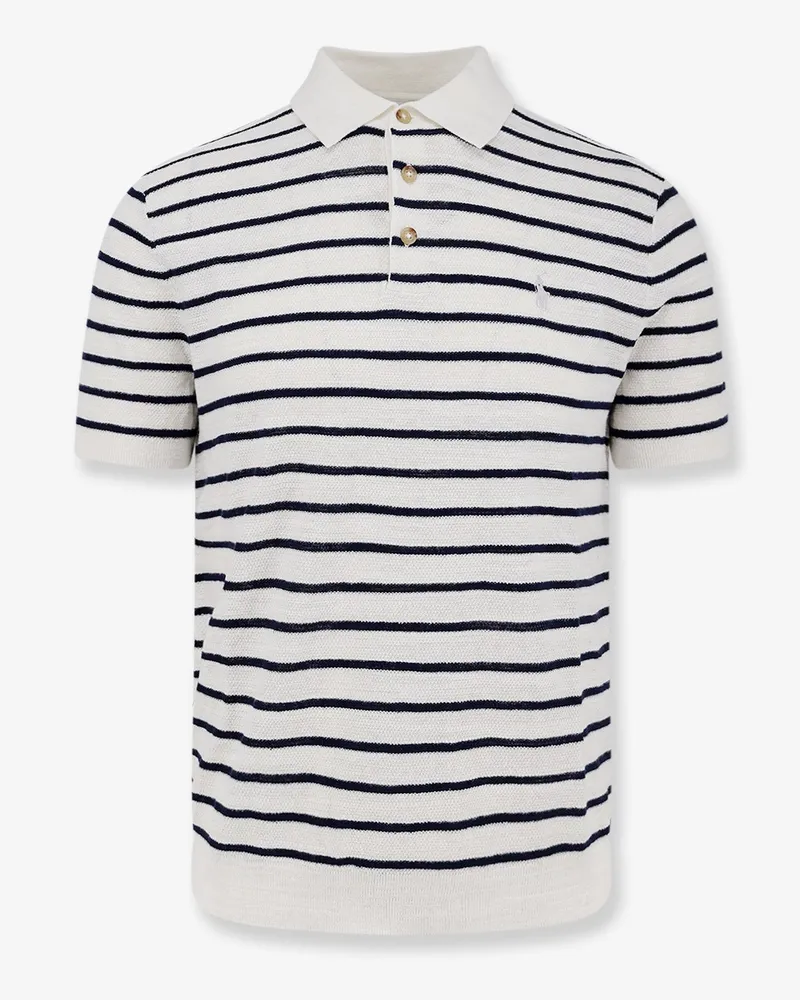 Ralph Lauren Cotton and linen blend polo shirt with striped pattern -  - gender_Man Blue