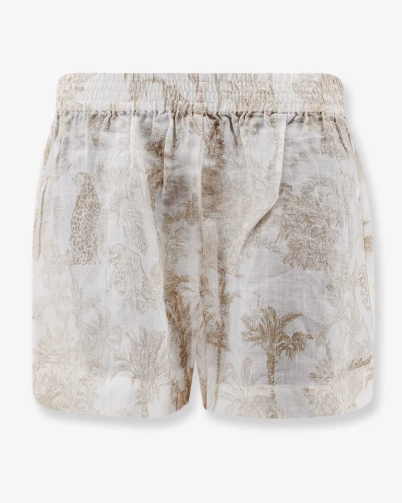 MC2 Saint Barth Maeve ramie shorts with floral motif -  - gender_Woman Beige