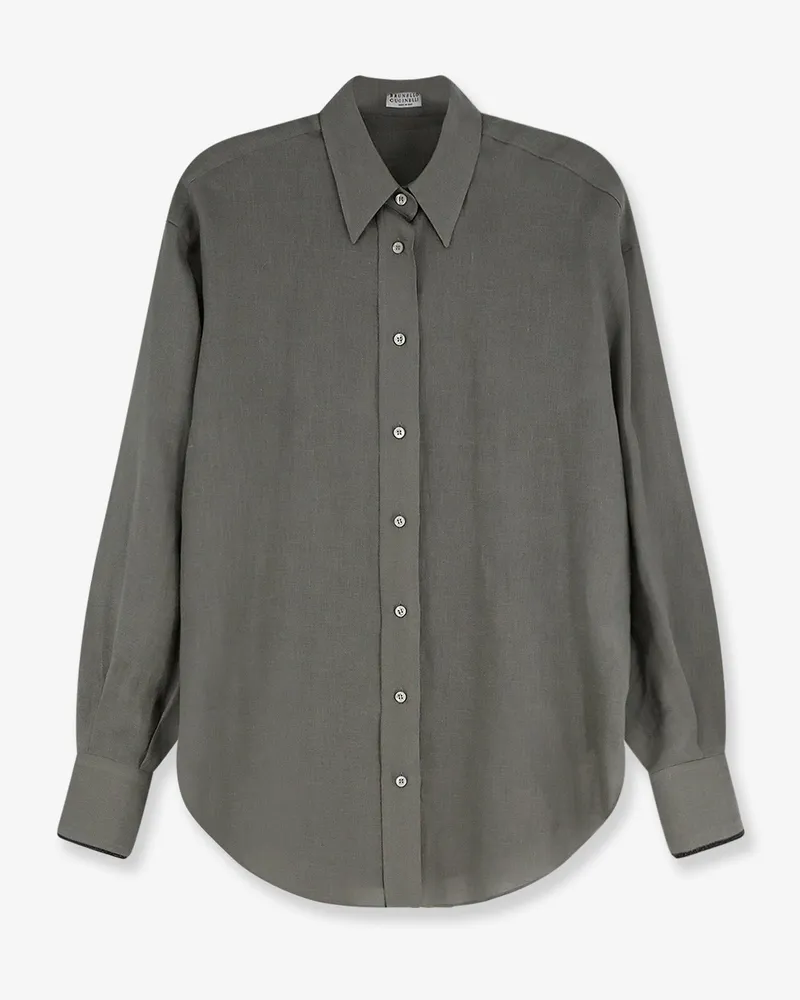 Brunello Cucinelli Linen shirt with Monili detail -  - gender_Woman Green
