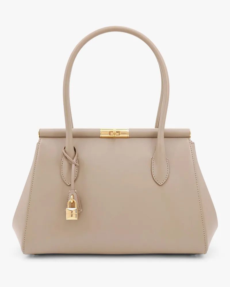 Dolce & Gabbana Marlene leather handbag with charm detail on the front -  - gender_Woman Beige