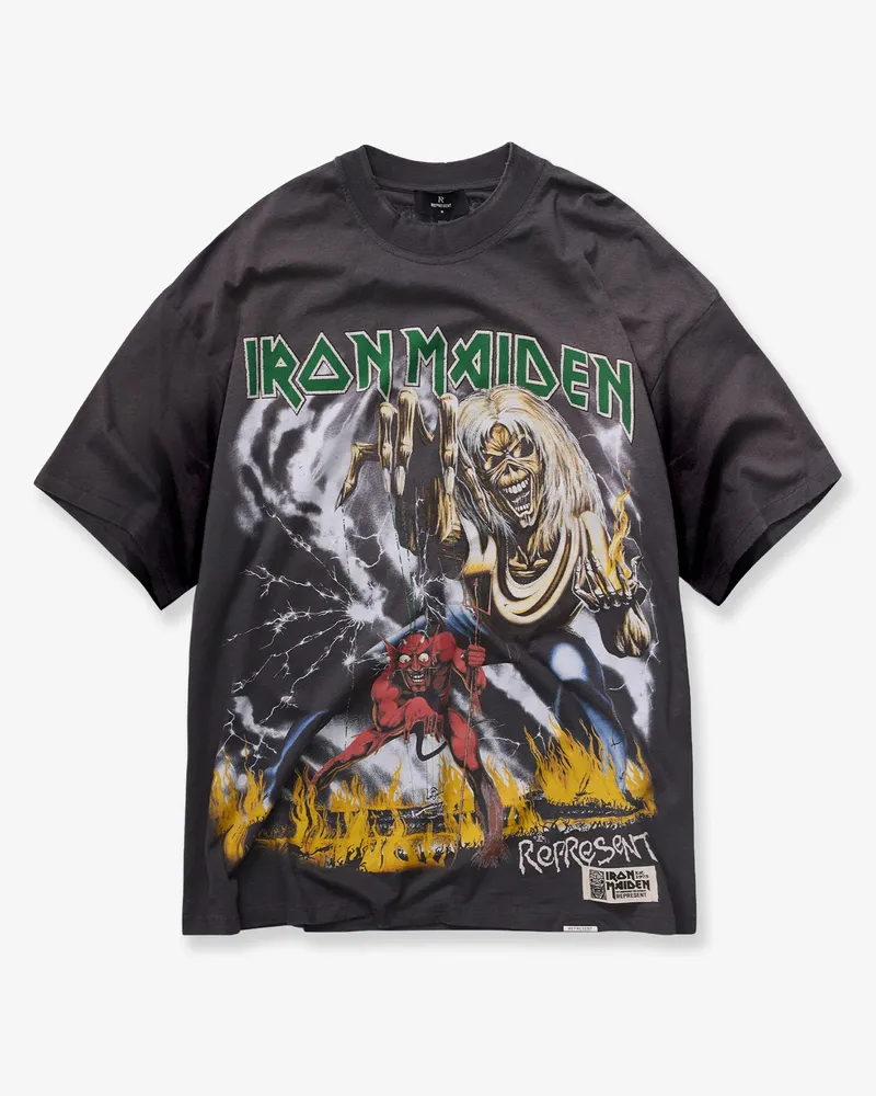 REPRESENT Iron Maiden Number of Beast cotton and hemp T-shirt -  - gender_Man Grey