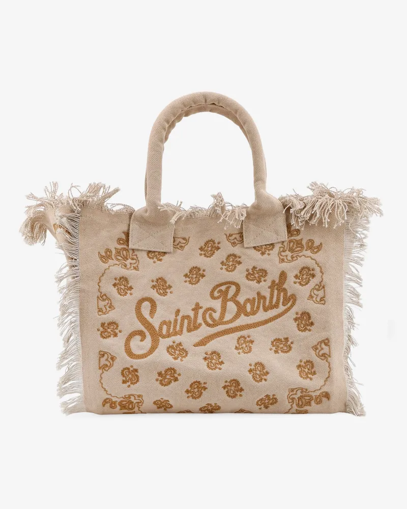 MC2 Saint Barth Vanity cotton handbag with all-over embroidery -  - gender_Woman Beige