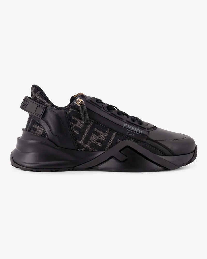 Fendi Leather Flow sneakers with FF jacquard fabric inserts -  - gender_Man Black