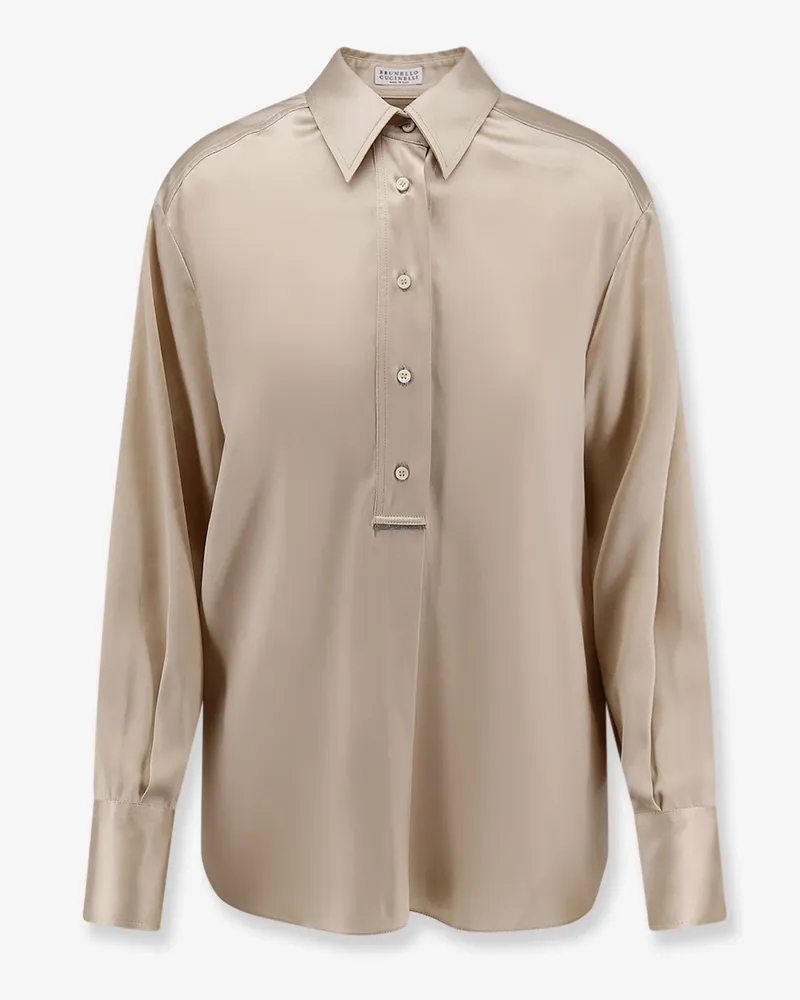 Brunello Cucinelli Silk shirt with Monili detail -  - gender_Woman Beige