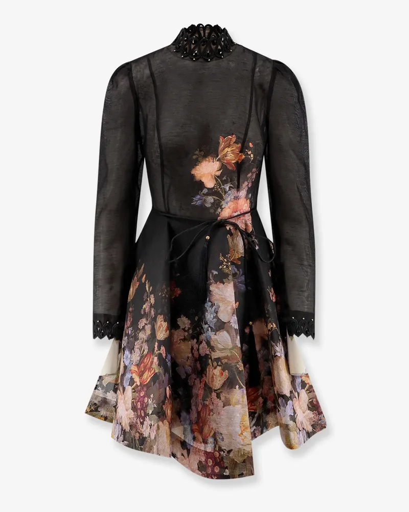 Zimmermann Valiant Embellish Mini Linen and Silk Dress -  - gender_Woman Black