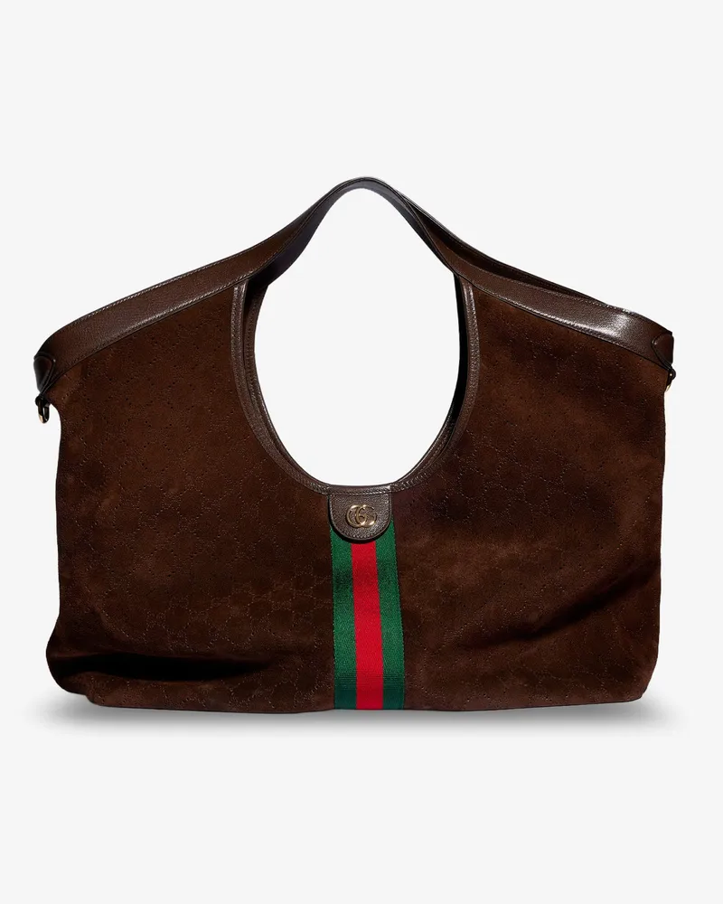 Gucci Giglio perforated suede shopping bag - GUCCI - gender_Woman Brown