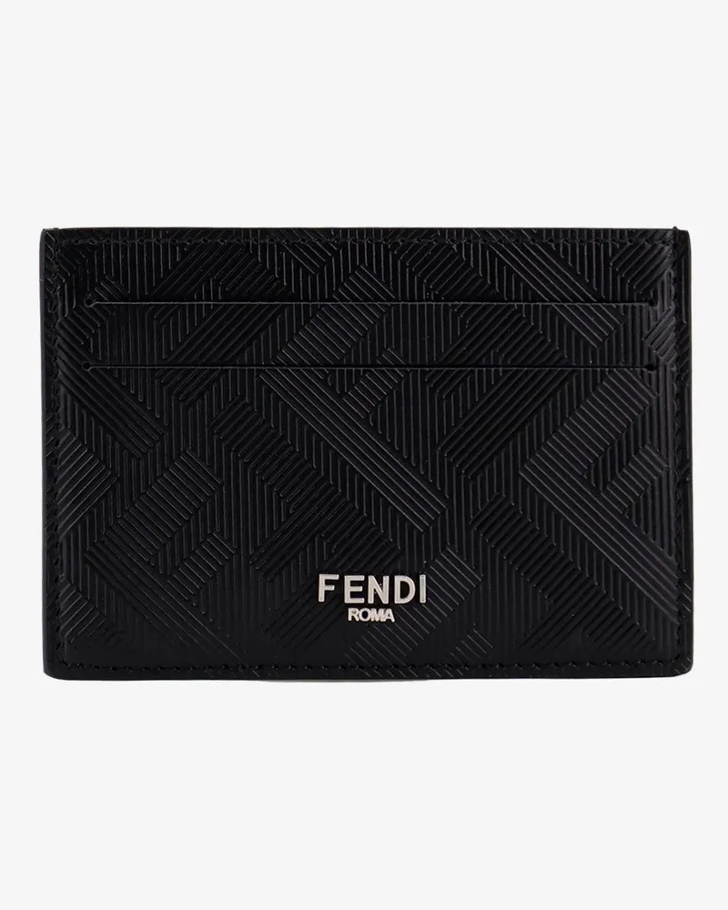 Fendi Leather cardholder with FF motif -  - gender_Man Black