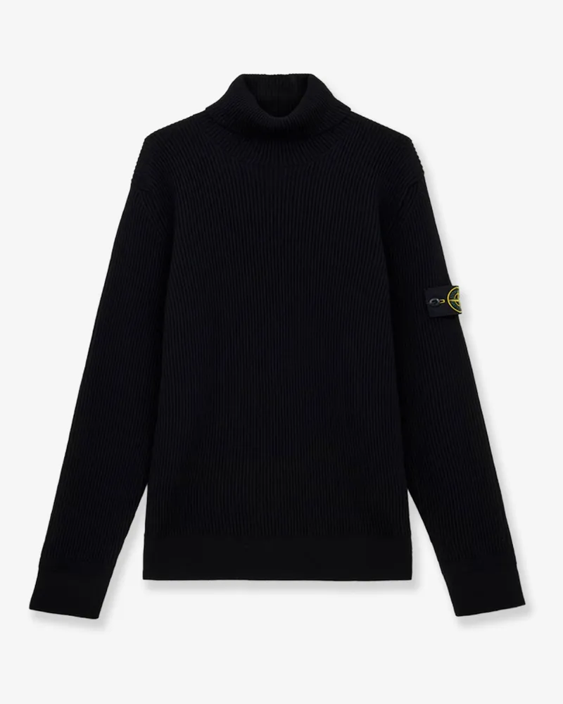 Stone Island Certified virgin wool turtleneck sweater -  - gender_Man Black