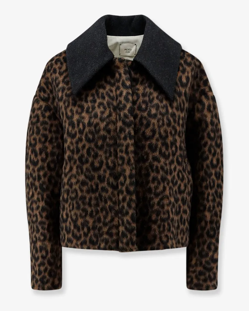 ALYSI Virgin wool and mohair jacket with animal print -  - gender_Woman Animal