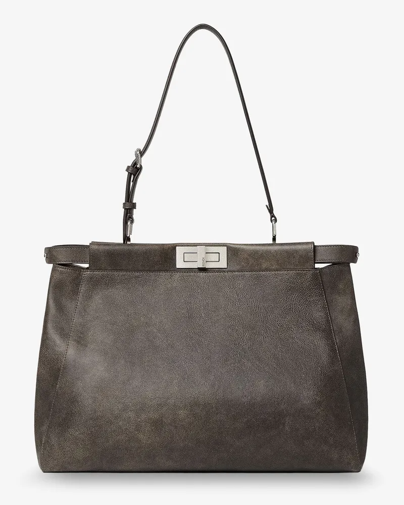 Fendi My Peekaboo Large leather shoulder bag with vintage effect -  - gender_Man Grey