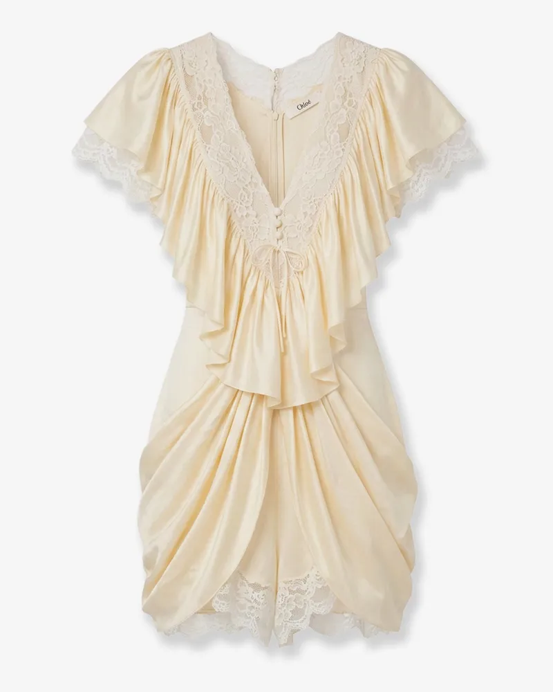 Chloé Silk jumpsuit with lace details -  - gender_Woman Beige