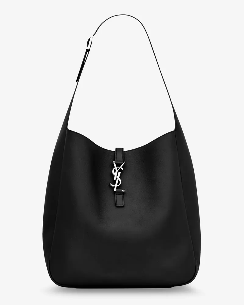 Saint Laurent Le 5 à 7 leather shoulder bag with metal Cassandre logo -  - gender_Woman Black