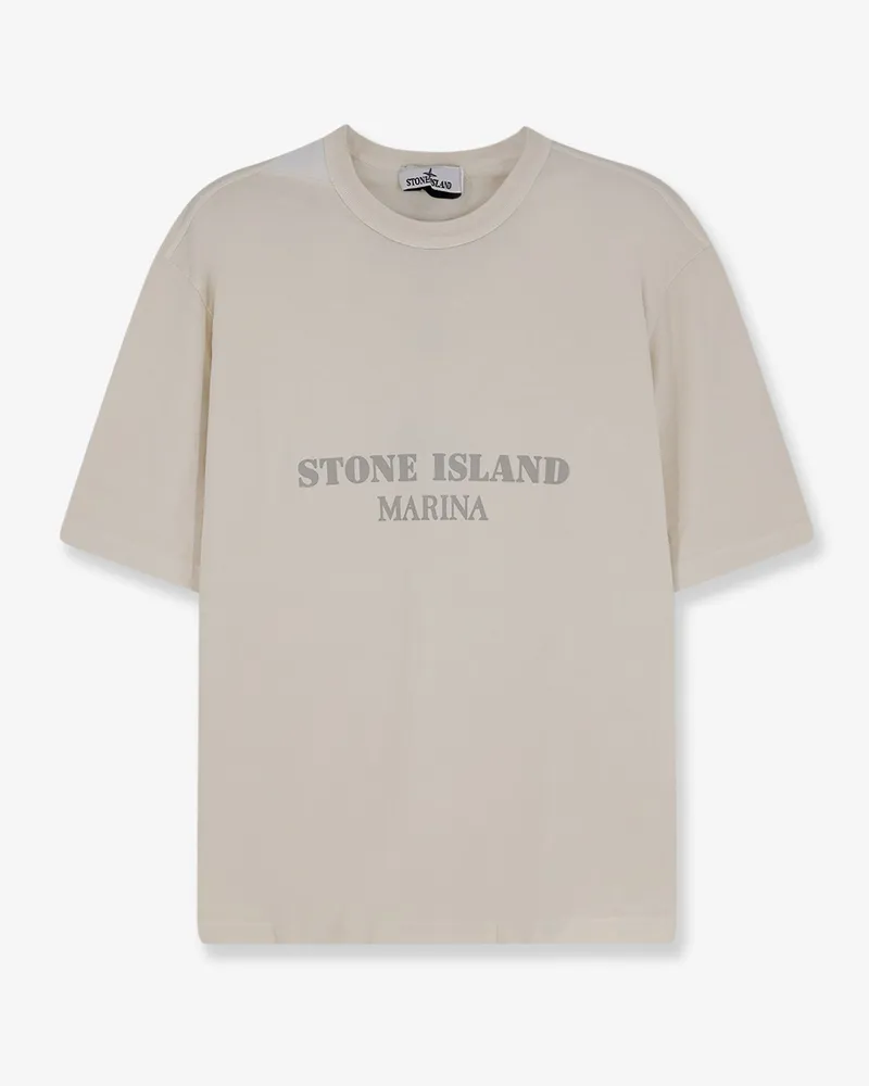 Stone Island Cotton T-shirt with front logo print -  - gender_Man Beige