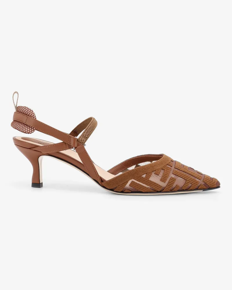 Fendi Colibri mesh pumps with FF embroidery -  - gender_Woman Brown