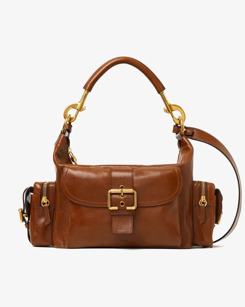 Chloé Carry shiny buffalo leather shoulder bag -  - gender_Woman Brown