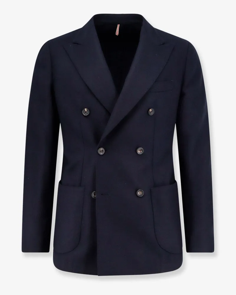 Biagio Santaniello Double-breasted wool blazer -  - gender_Man Blue