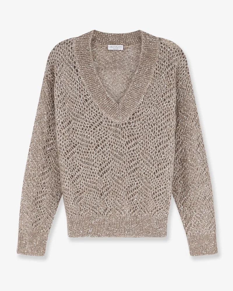 Brunello Cucinelli Mohair blend sweater with Dazzling pattern -  - gender_Woman Beige