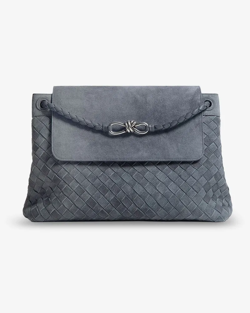 Bottega Veneta Andiamo Messenger suede shoulder bag with Intrecciato motif -  - gender_Man Grey