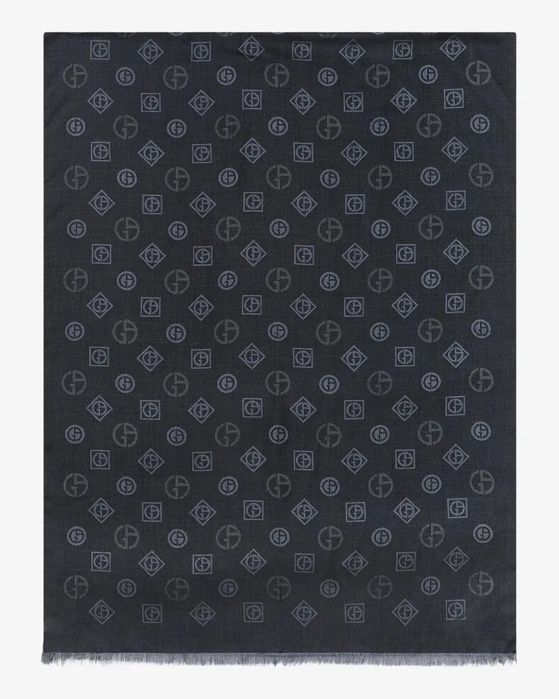 Giorgio Armani Silk scarf with all-over Monogram print -  - gender_Man Black