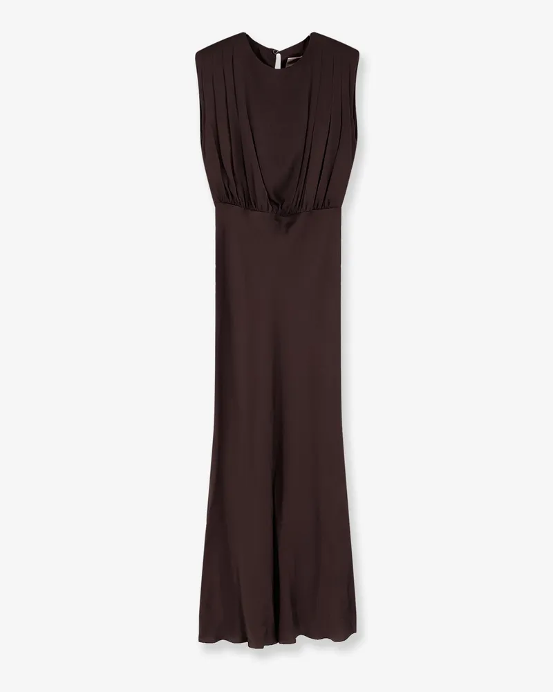 Semicouture Satin Long Dress -  - gender_Woman Brown