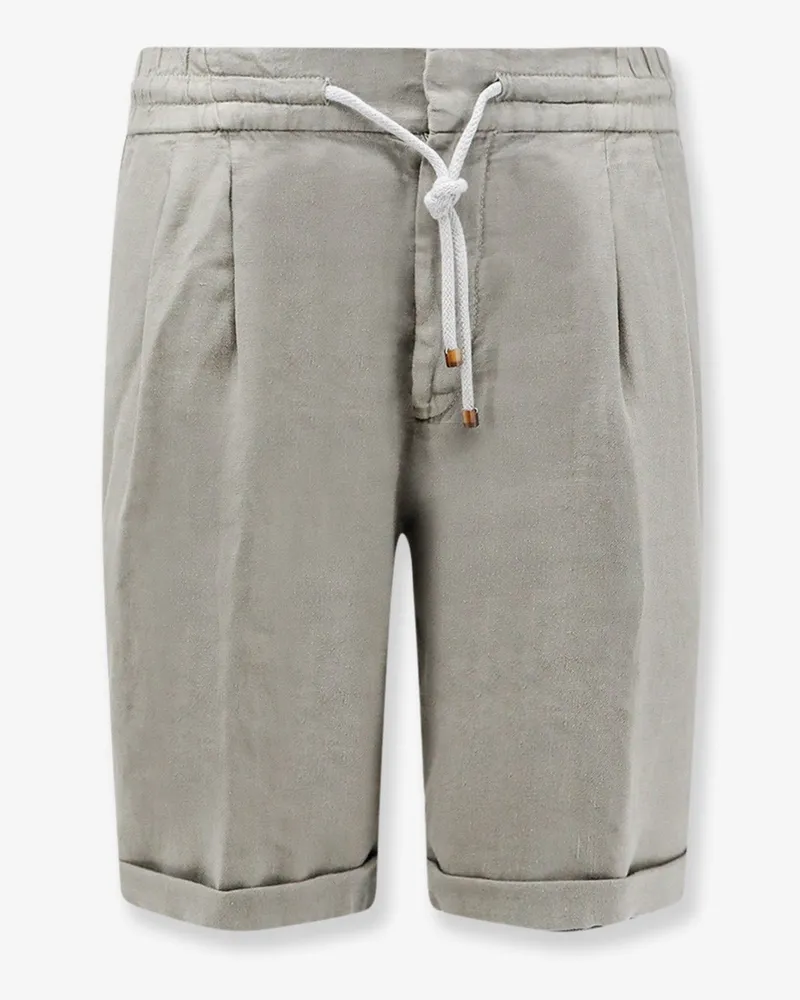 Brunello Cucinelli Linen bermuda shorts with drawstring -  - gender_Man Grey