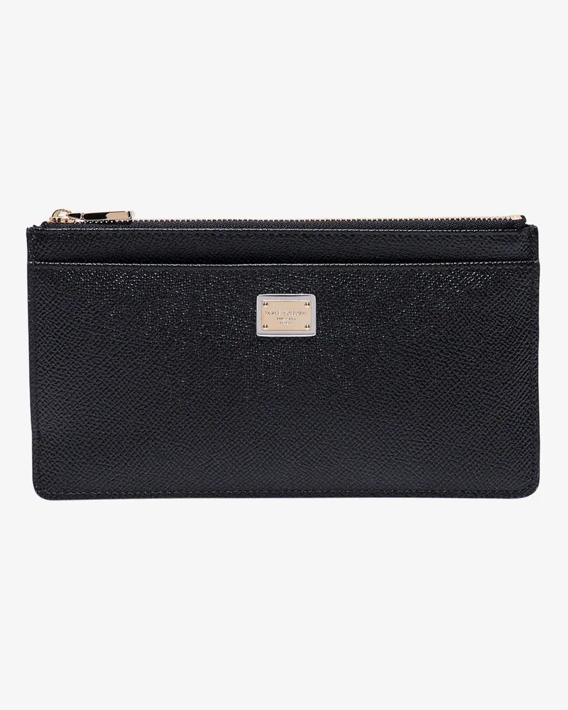 Dolce & Gabbana Hammered leather card holder with metal tag -  - gender_Woman Black