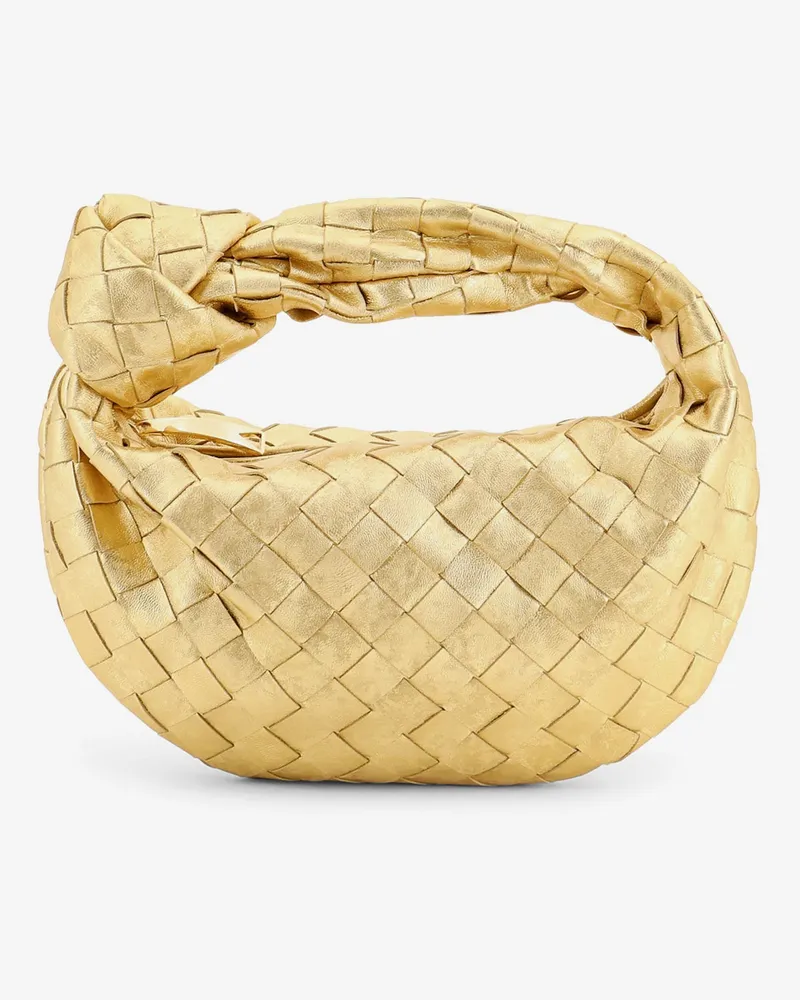 Bottega Veneta Mini Jodie leather handbag with a foggy mirror effect braided motif -  - gender_Woman Gold