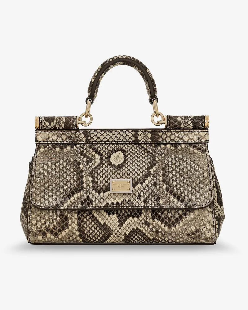 Dolce & Gabbana Sicily shiny python mini handbag -  - gender_Woman Beige