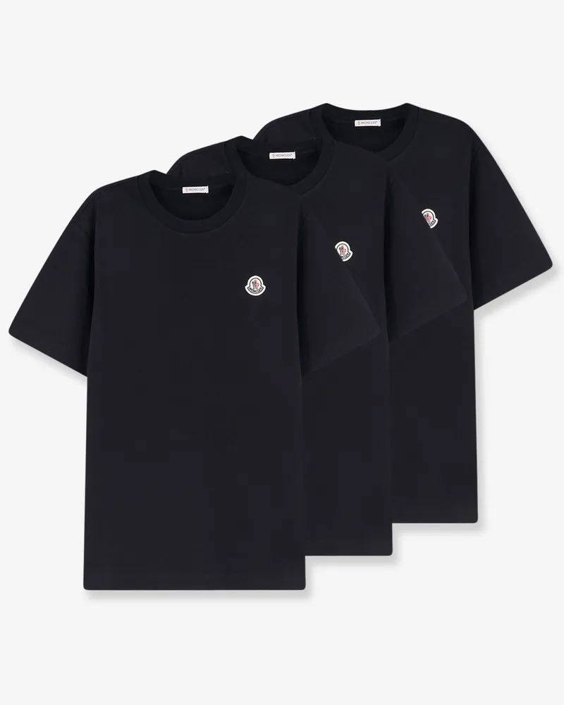 Moncler Cotton T-shirt with front logo patch -  - gender_Man Black