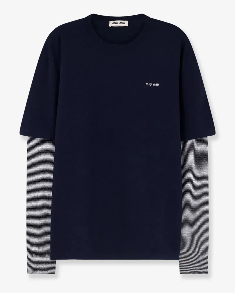 Miu Miu Blend of virgin wool, cashmere and silk sweater -  - gender_Woman Blue