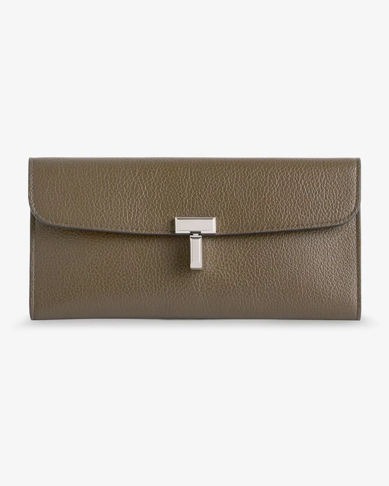 Totême T-Lock leather wallet -  - gender_Woman Beige