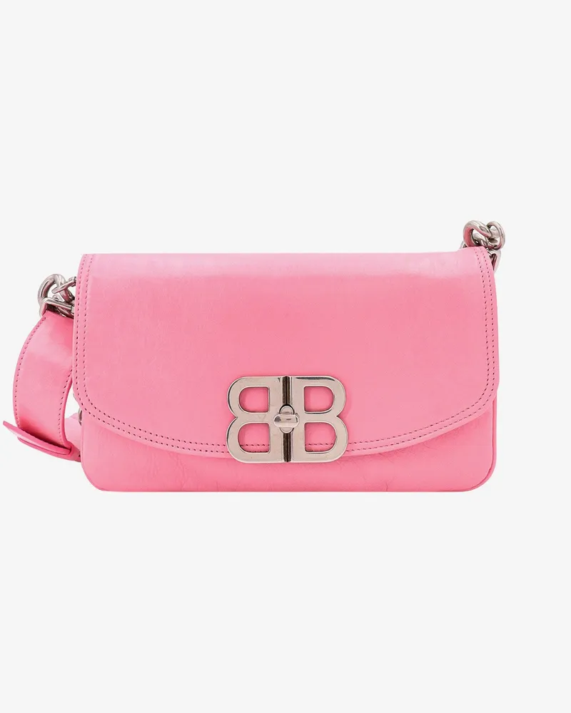 Balenciaga Leather shoulder bag with metal monogram -  - gender_Woman Pink