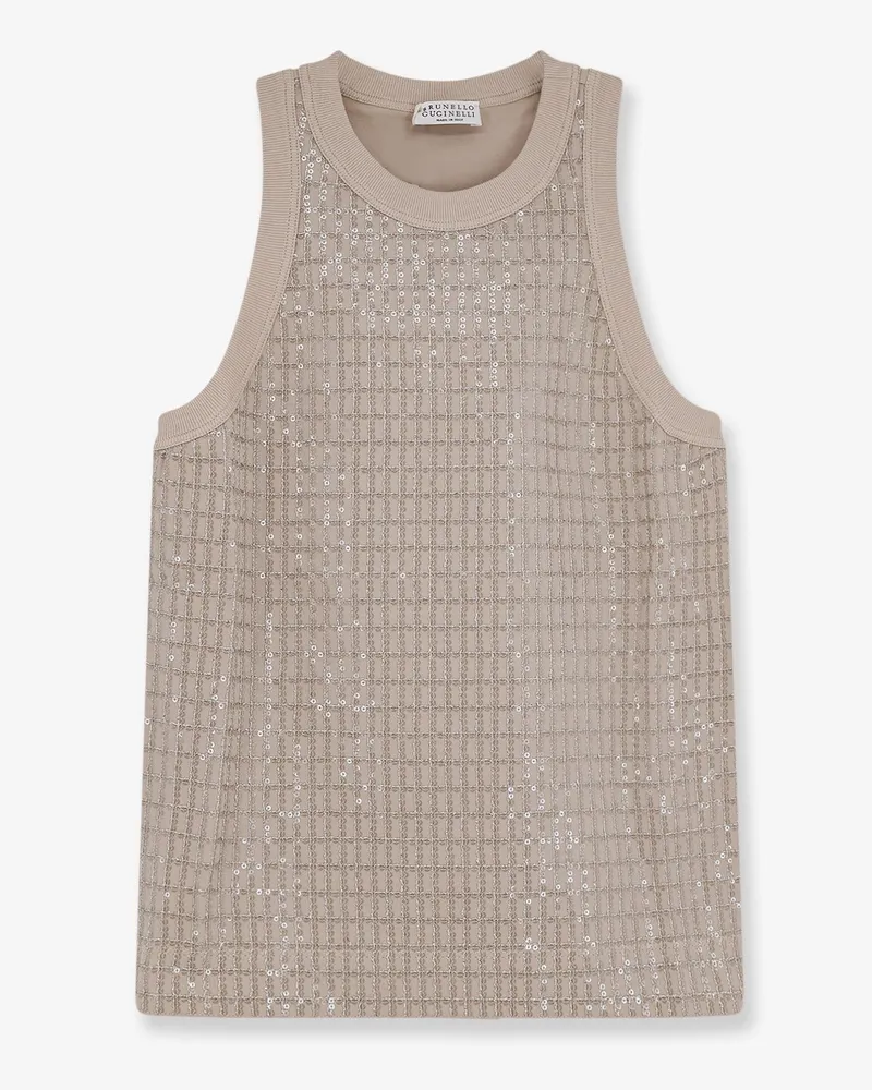 Brunello Cucinelli Dazzling pattern jersey tank top -  - gender_Woman Beige
