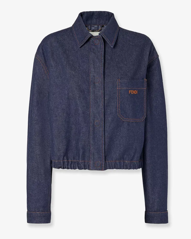 Fendi Denim jacket with front embroidered logo -  - gender_Woman Blue