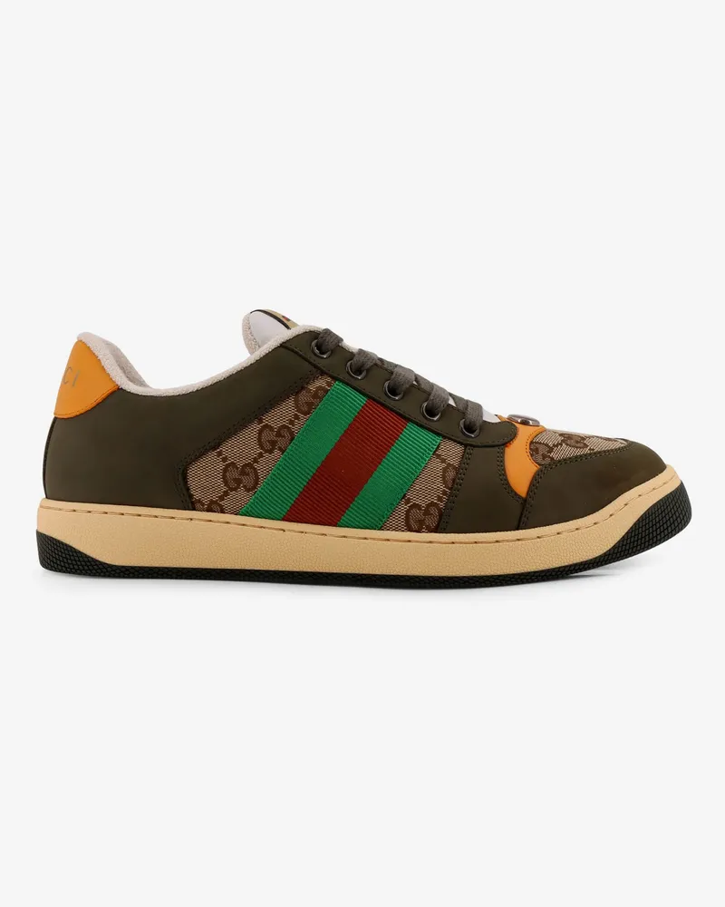 Gucci Screener low-top leather and GG Supreme fabric sneakers -  - gender_Man Green