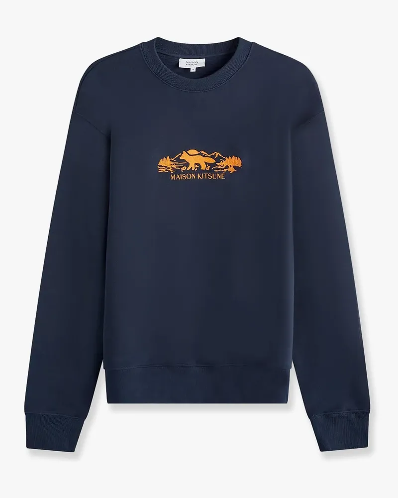 Kitsuné Cotton sweatshirt with embroidered logo on the front -  - gender_Man Blue