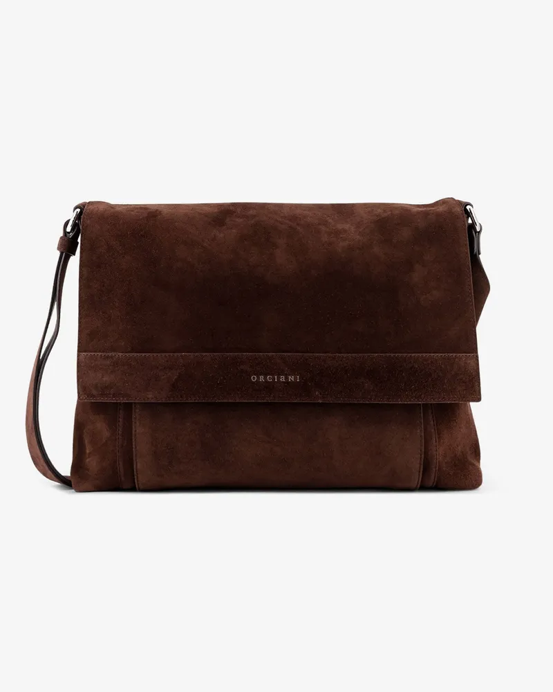 Orciani Peach suede messenger bag -  - gender_Man Brown