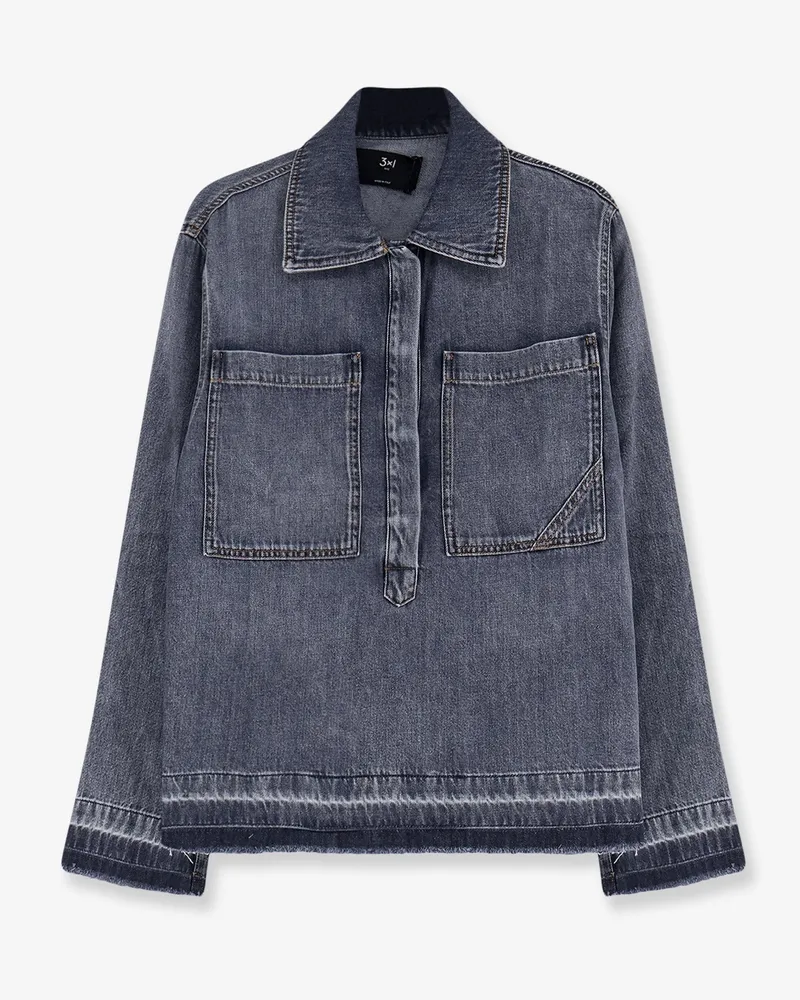 3x1 Denim shirt with frayed edges -  - gender_Woman Grey
