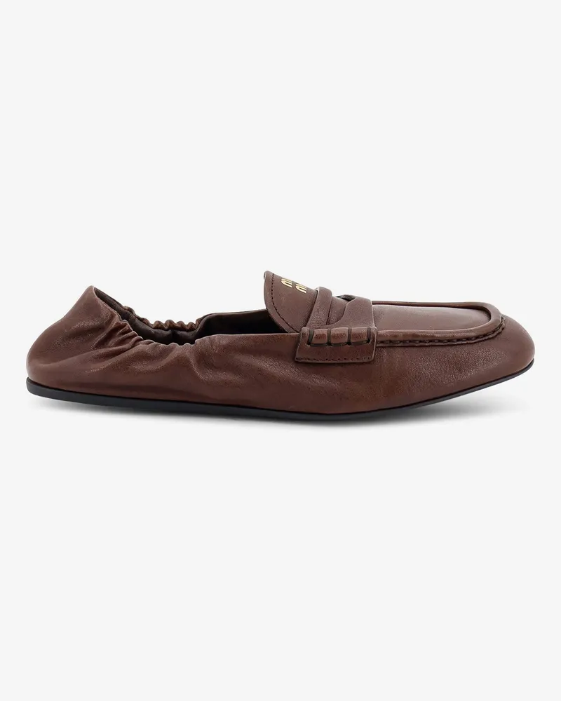 Miu Miu Ruches leather loafers -  - gender_Woman Brown