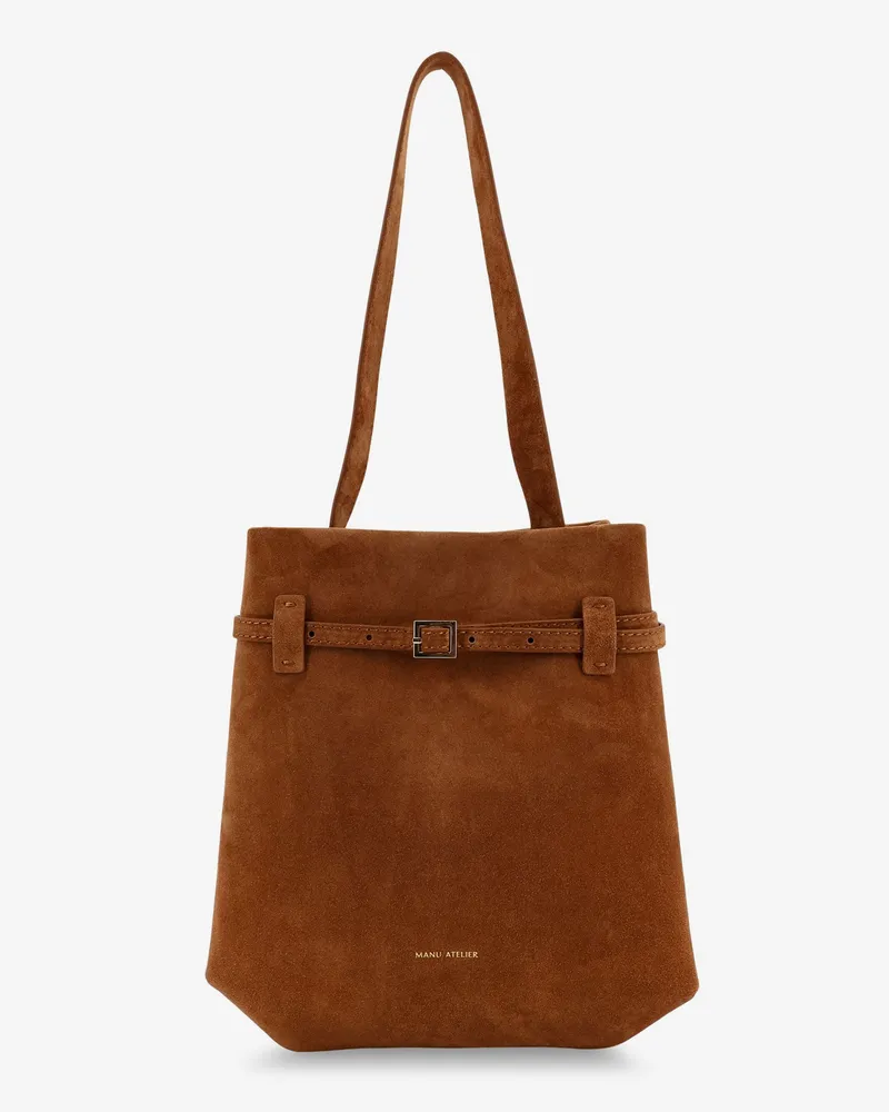 Manu Atelier Mini Tote Du Jour suede shoulder bag -  - gender_Woman Brown