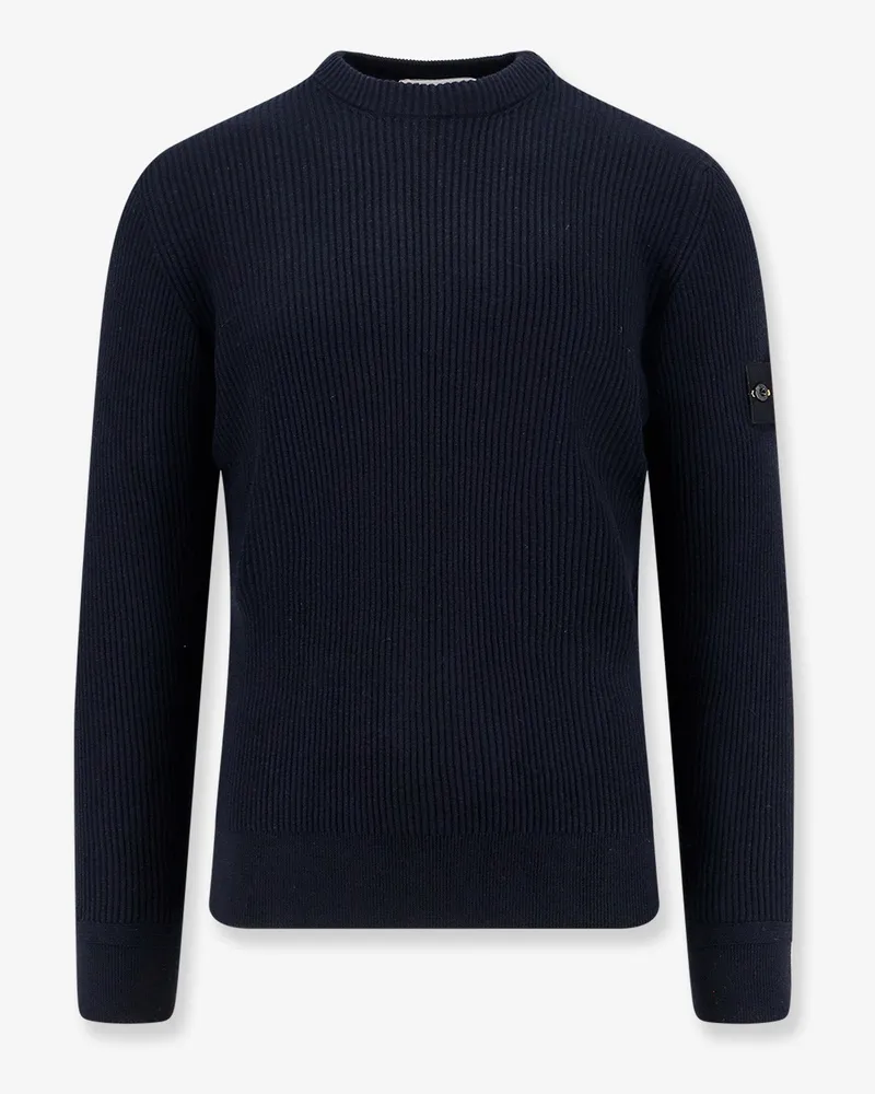 Stone Island Ribbed certified virgin wool sweater -  - gender_Man Blue