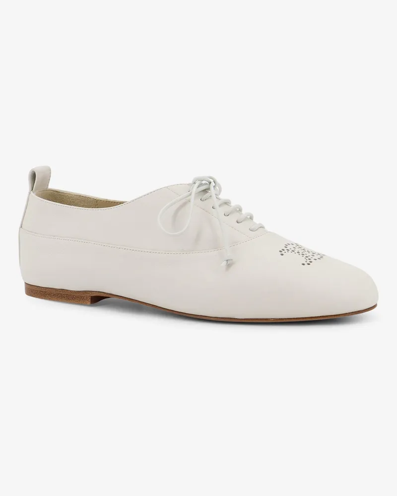 Celine Triomphe Richelieu leather lace-up shoe -  - gender_Woman White