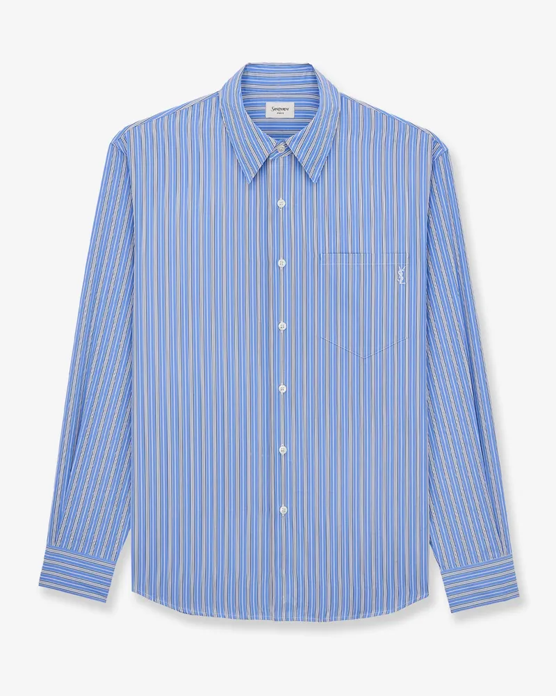 Saint Laurent Cassandre cotton shirt -  - gender_Man Blue