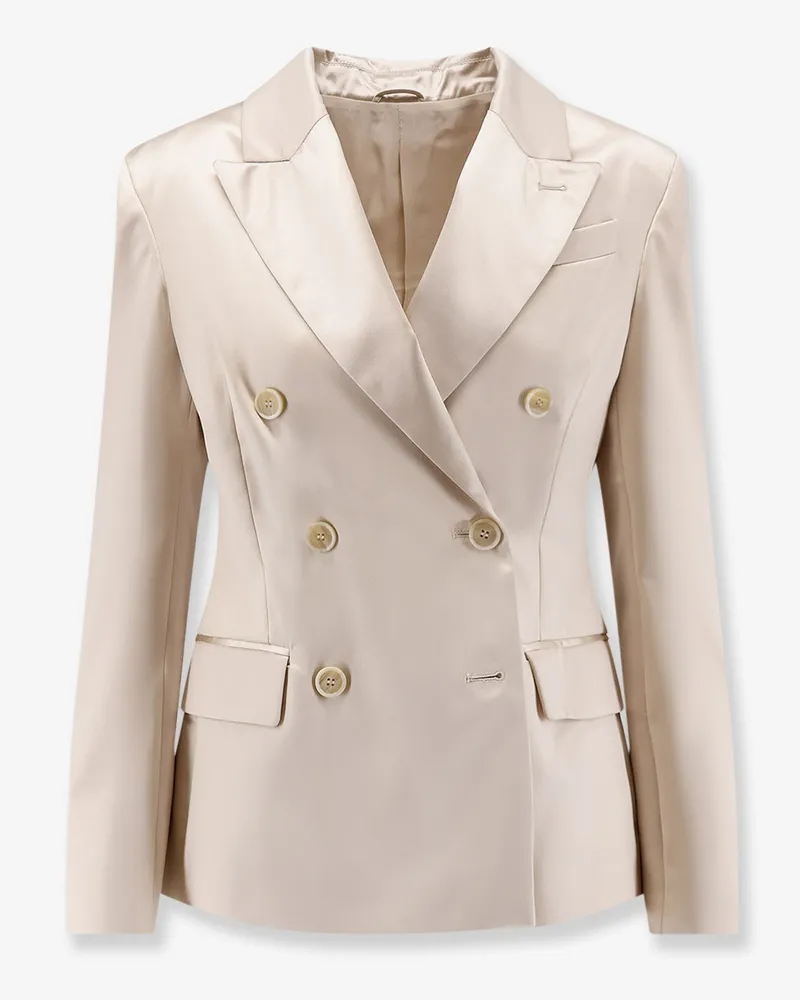 Brunello Cucinelli Double-breasted silk blazer -  - gender_Woman Beige