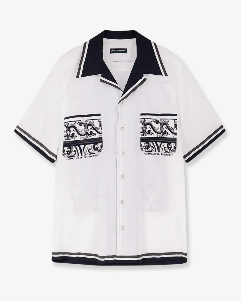 Dolce & Gabbana Cotton shirt with maxi Maiolica print on the back -  - gender_Man White