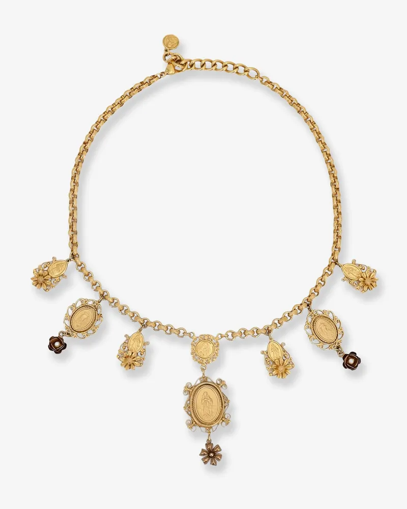 Dolce & Gabbana Brass necklace with Madonnine pendants -  - gender_Woman Gold