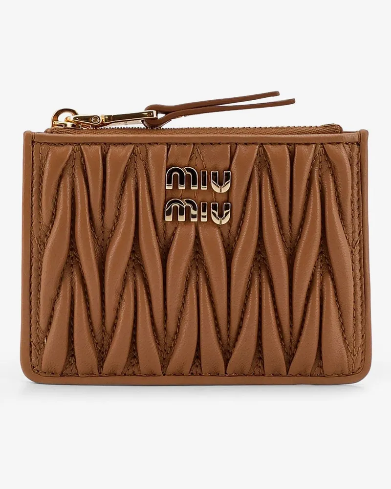 Miu Miu Quilted leather card holder -  - gender_Woman Brown