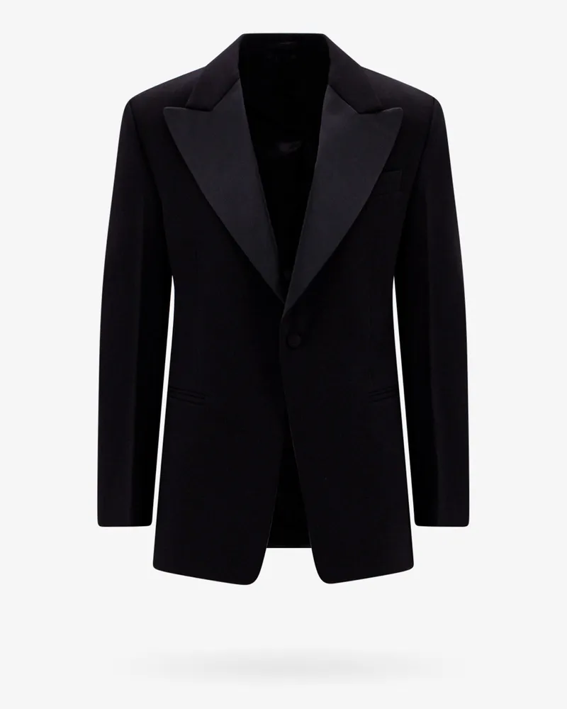 Ferragamo Wool blazer with satin profiles -  - gender_Man Black