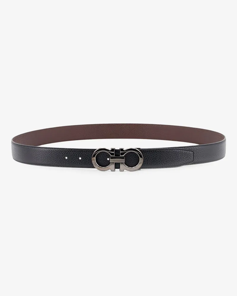 Ferragamo Reversible hammered leather belt -  - gender_Man Black