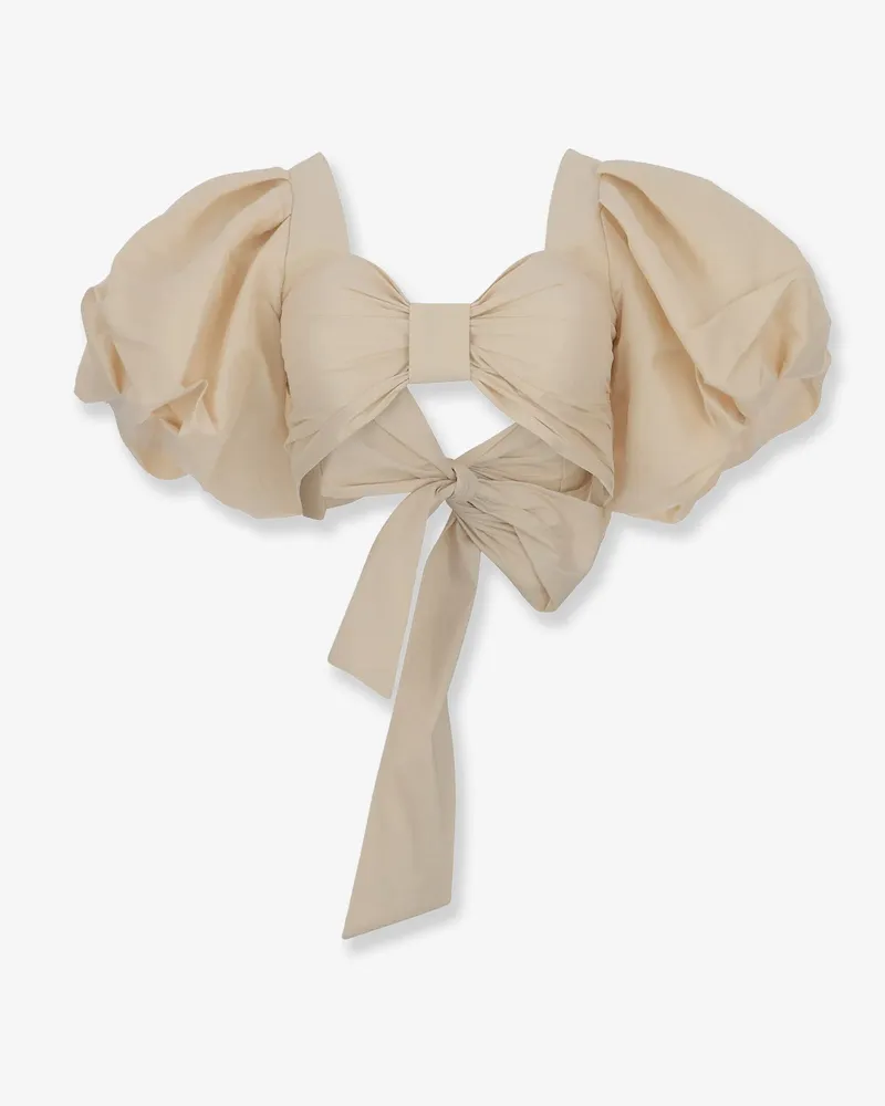 ACTUALEE Cropped shantung effect fabric top -  - gender_Woman Beige